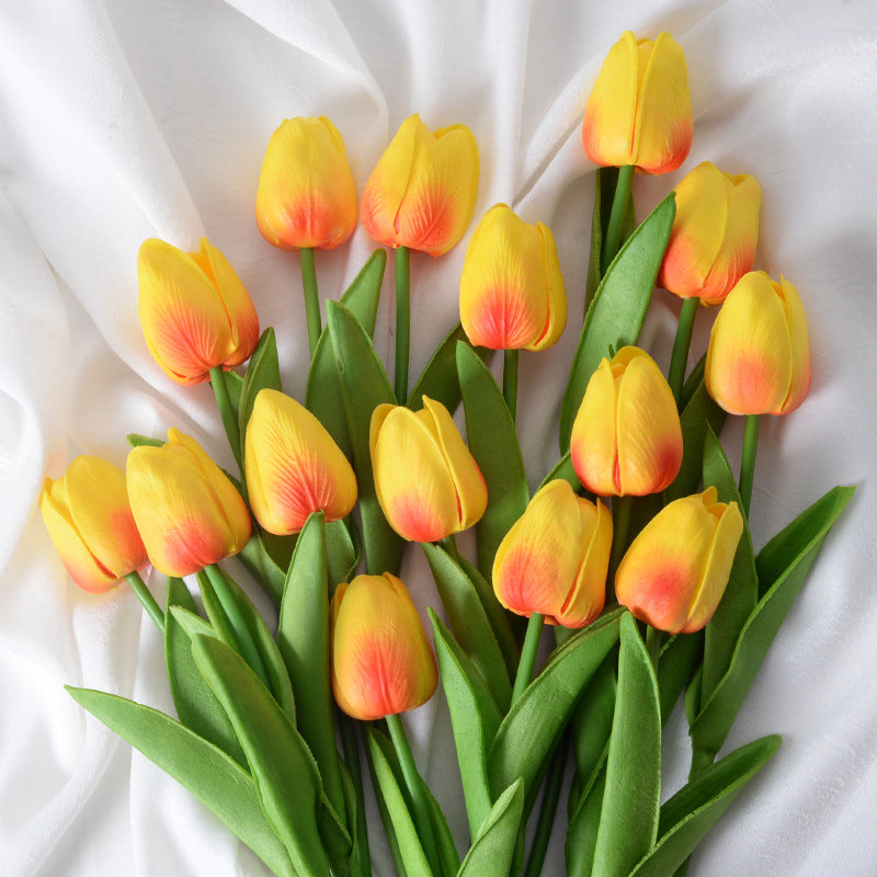Mini Tulips Artificial Flowers Pu Simulation Home Decor Wedding Faux Flowers Handmade Bouquet Ornaments Office Culture