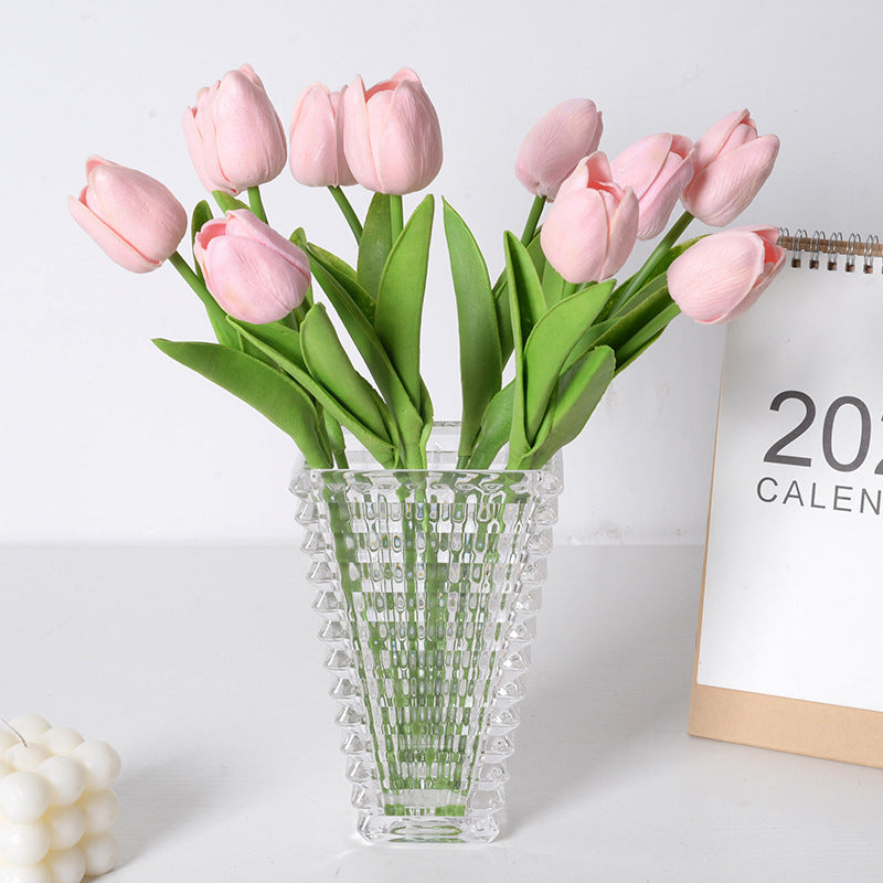 Mini Tulips Artificial Flowers Pu Simulation Home Decor Wedding Faux Flowers Handmade Bouquet Ornaments Office Culture