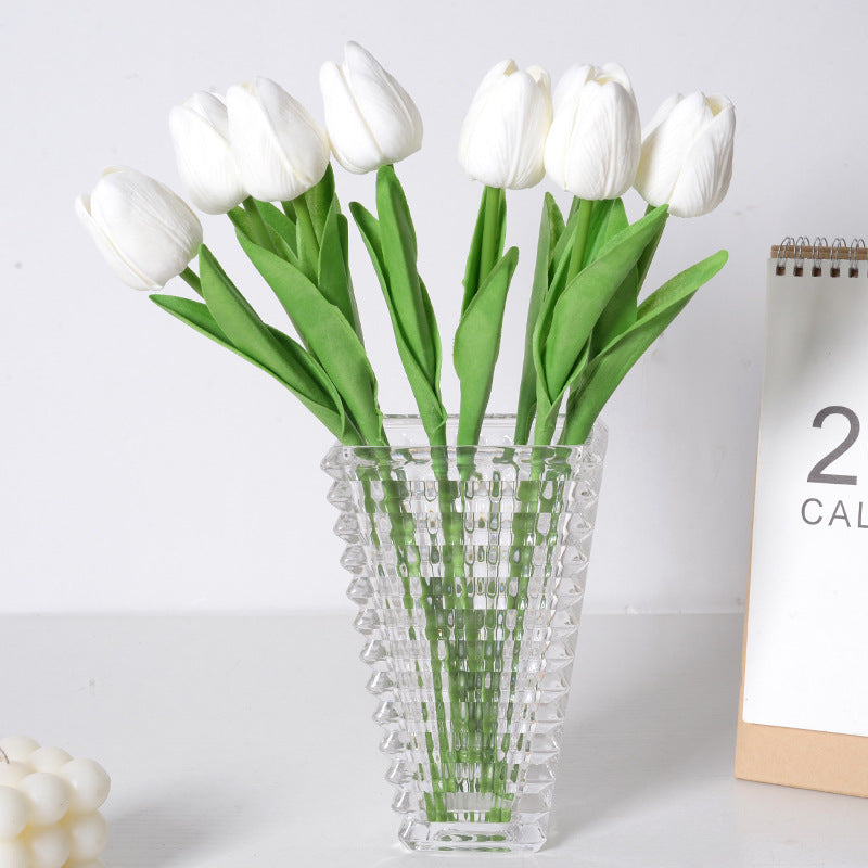 Mini Tulips Artificial Flowers Pu Simulation Home Decor Wedding Faux Flowers Handmade Bouquet Ornaments Office Culture